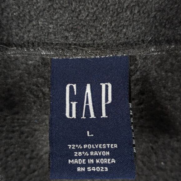 Gap L Gray Fleece Quarter Zip Pullover Mens Long Sleeve Casual Warm Sweater - Picture 2 of 3